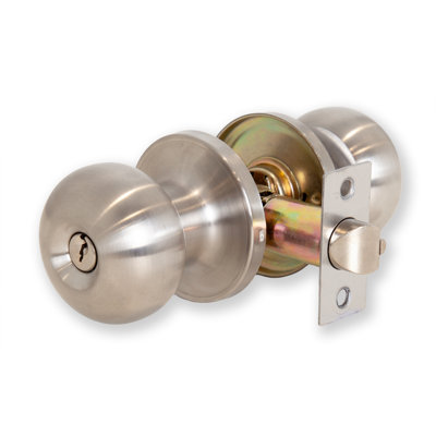XFORT Bello Entrance Knob Set Polished Chrome, Door Knob with Lock for Internal Wooden Doors, Complete Set with Tubular Latch and 3 Keys