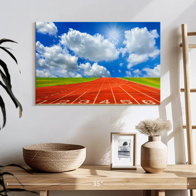 Cloudscape Over Running Track, 16" H x 24" W