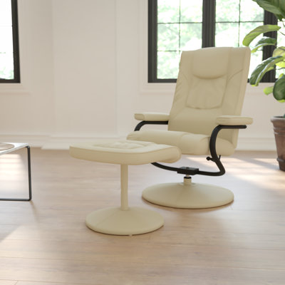 Contemporary Multi-Position Recliner and Ottoman with Wrapped Base