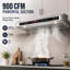 Hotte de cuisine 36 pouces sous armoire 900 CFM, hotte de cuisine en acier inoxydable à contrôle tactile avec mémoire et lumière DEL, 3 options de ventilation