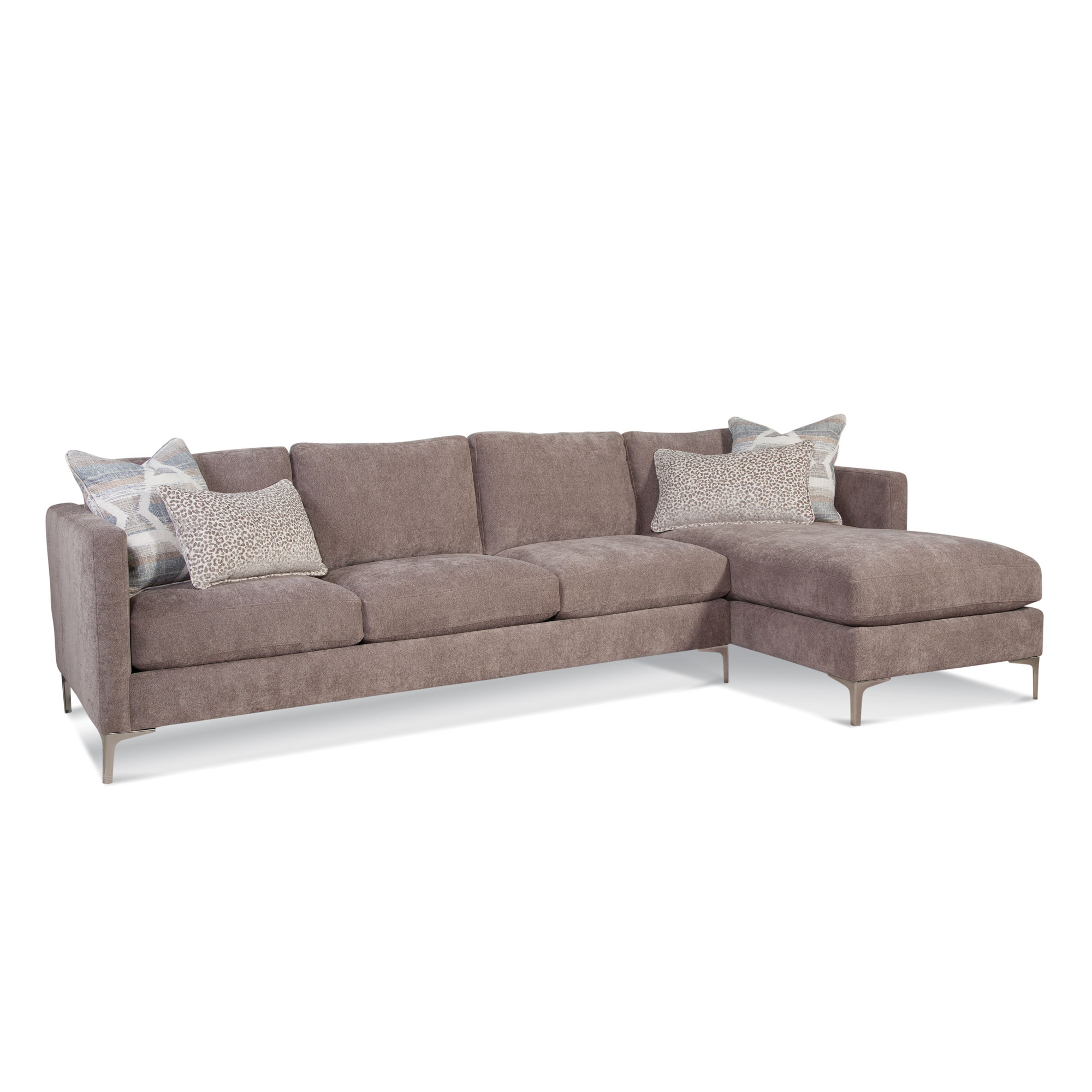 Upholstered Chaise L-Sectional, Right Hand Facing, Elite Ash; 0321-83