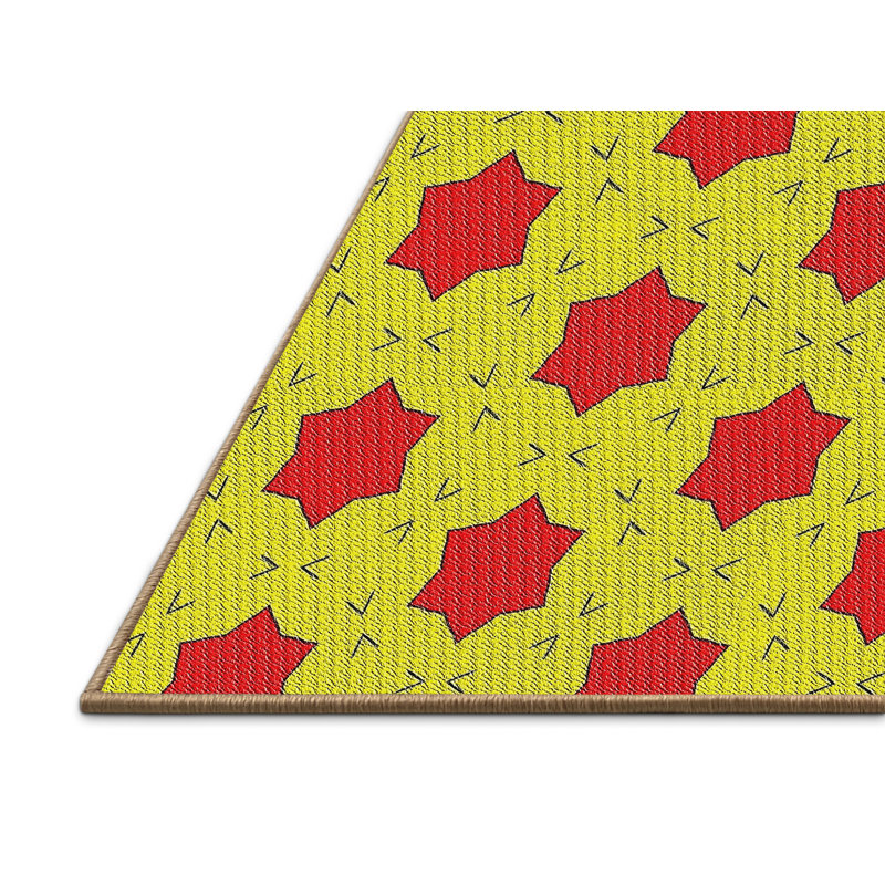 Tapis de zone jaune/rouge à motifs Ivanbrook, Rectangle 8 pi x 10 pi