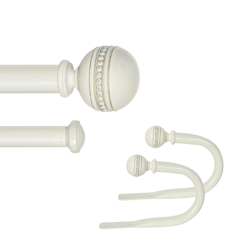 Tringle à rideaux double Camilah, H 2,5 po x l 124 po x P 5,5 po, Blanc