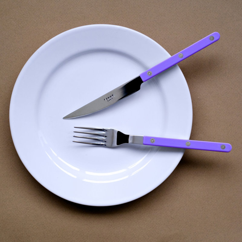 Bistrot Solid 4 - Piece Stainless Steel Flatware Set - Service for 1, Purple