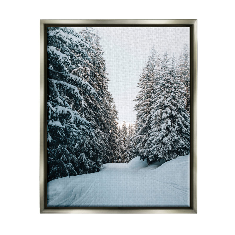 Snowy Ski Slopes sur impression sur toile, H 31 po x l 25 po x P 1,7 po, Cadre flottant gris lustré