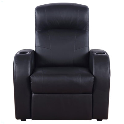 Black Upholstered Recliner With Cup Holder