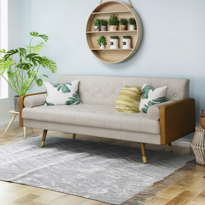 Aidan Mid Century Modern Tufted Fabric Sofa