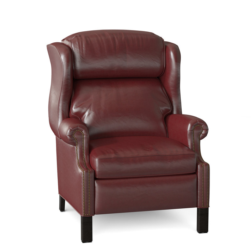 Chippendale Recliner, Outsider Raven Genuine Leather, Cobblestone, #9 French Natural