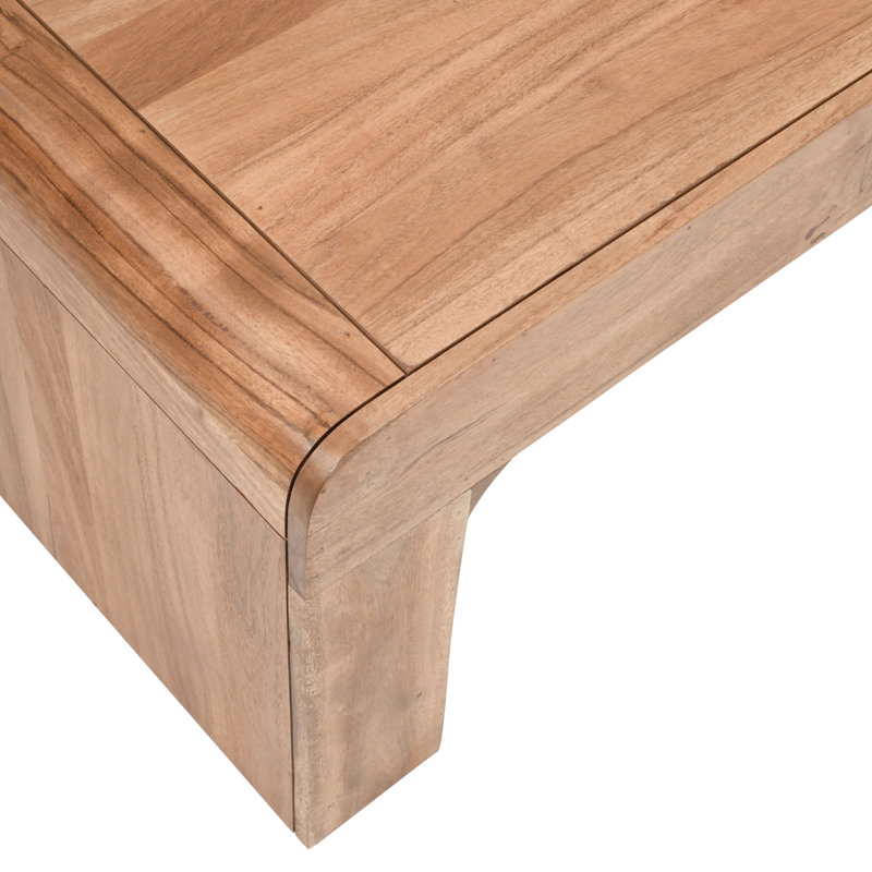 Table basse courbée en bois massif 50 "Runi, Naturel