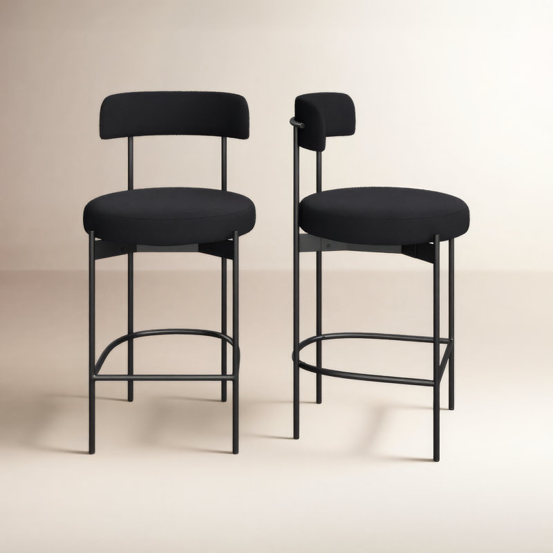Liana Upholstered Counter Stool, Black