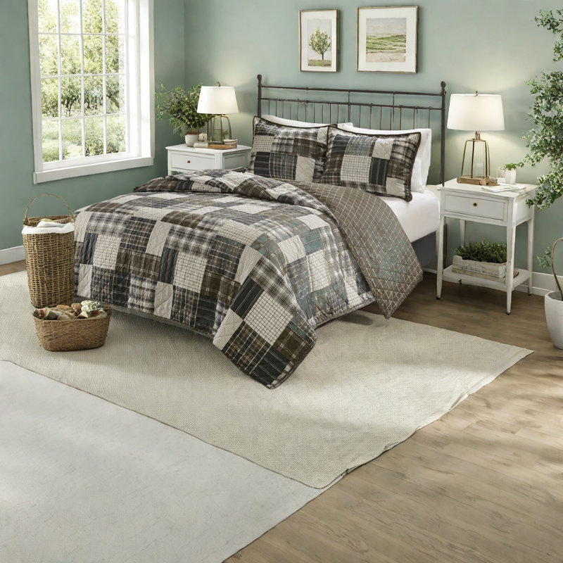 Ensembles de literie réversibles rustiques, style Lodge en microfibre matelassée pour la maison