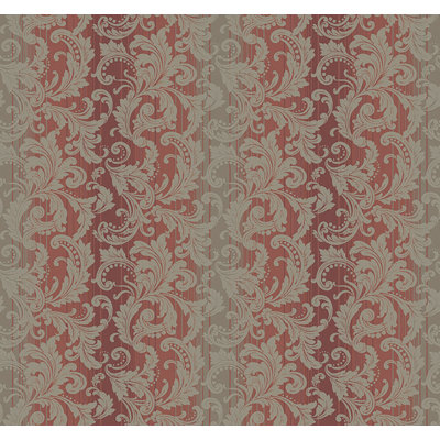  Designs Metallic Maroon & Charcoal Bronte Acanthus Unpasted Wallpaper