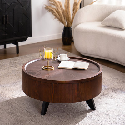 Table basse ronde avec plateau de rangement dissimulé amovible (table incluse seulement)