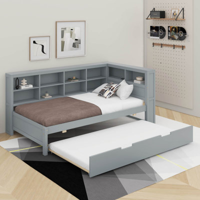 Twin Size Daybed With Trundle, Shelf And USB