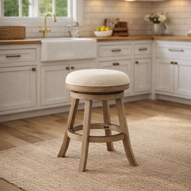 Tabouret de bar et de comptoir Shivko, Bois flottant brossé au métal, Tabouret de comptoir (siège d'une hauteur de 24,5