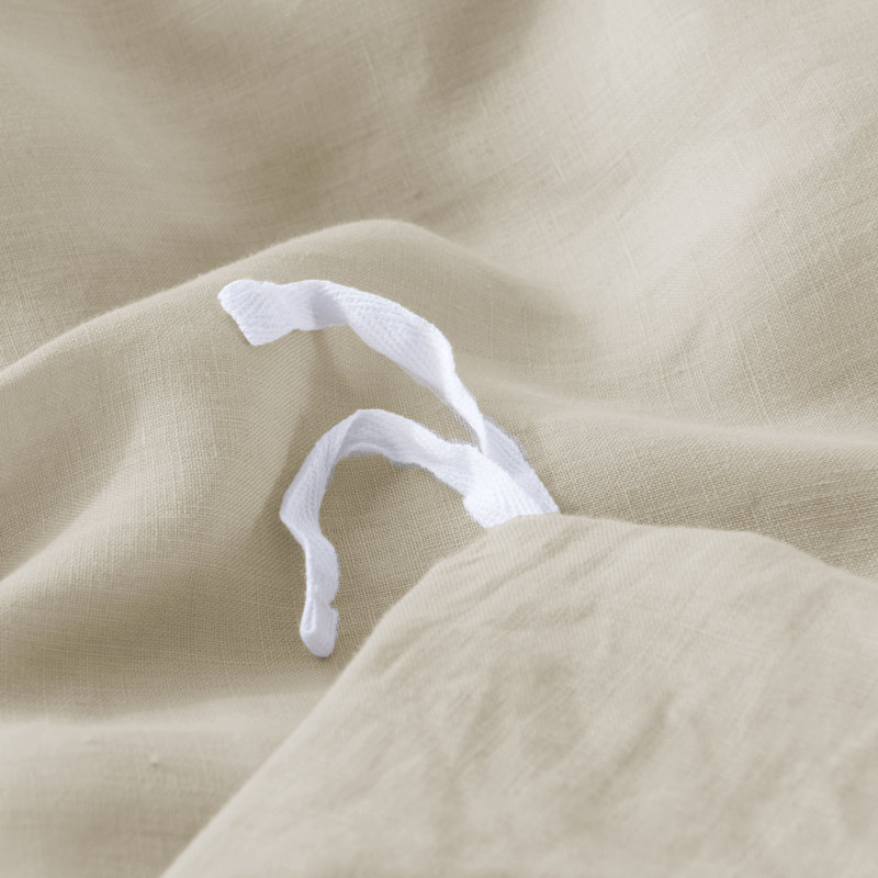 Light Taupe Linen Blend Queen Duvet Cover Set with Pillow Shams