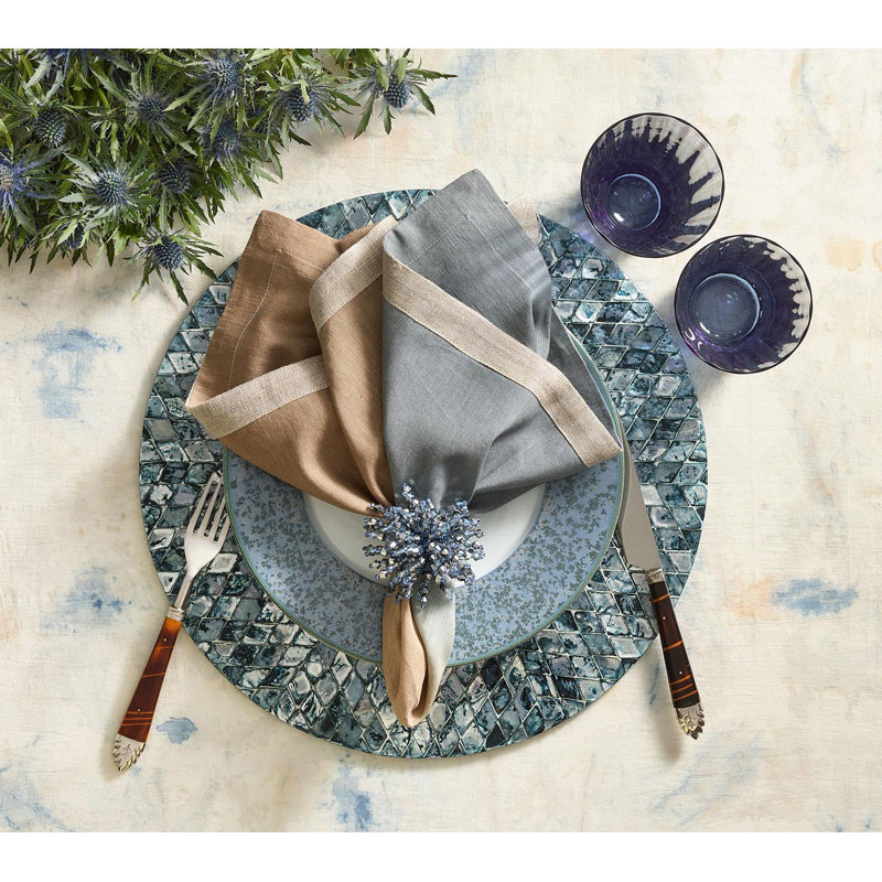 Dip Dye Linen Napkin, Beige/Taupe/Gray