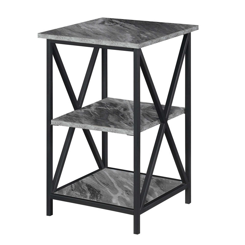 Ariyana End Table, Gray Faux Marble/Black