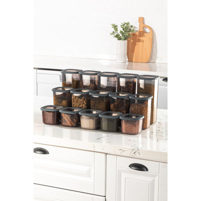15-Piece Storage Box Set, Anthracite | 100% Plastic, Microwave & Dishwasher Safe | Includes 5 Boxes (4 x 4 x 3.7 in, 19 fl oz), 5 Boxes (4 x 4 x 6.5 in, 40 fl oz), 5 Boxes (4 x 4 x 9.6 in, 59 fl oz) | Ideal for Organizing Home & Kitchen
