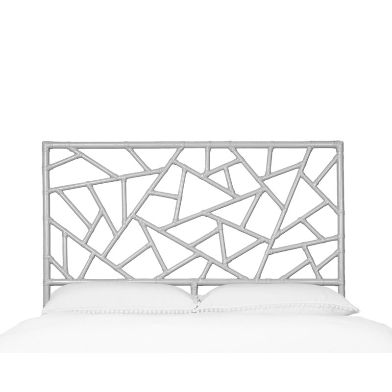 Tiffany Wicker/Rattan Open-Frame Headboard, Queen, Light Gray