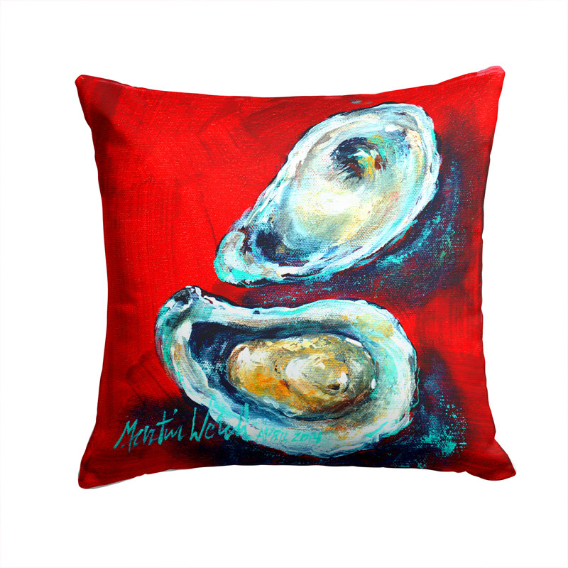 Coussin décoratif intérieur/extérieur à ouverture ouverte de l’huître, H 14 po x l 14 po x P 4 po