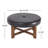 Linden Mid-Century Modern Faux Leather Round Ottoman Coffee Table With Solid Wood Cross-Base-120235436