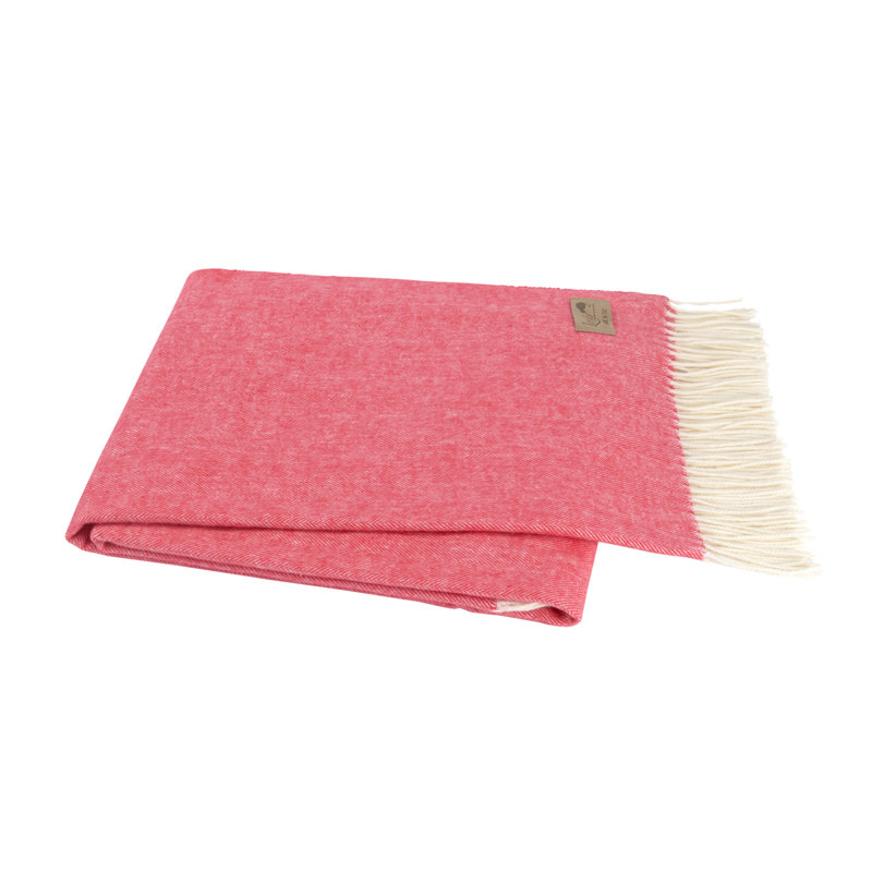 Italian Herringbone Throw Blanket, Coral