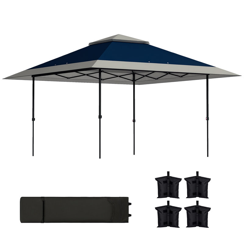 13' x 13' Pop Up Canopy Tent, Instant Sun Shelter, Tents for Parties, Height Adjustable, with Wheeled Carry Bag and 4 Sand Bags for Outdoor, Garden, Patio