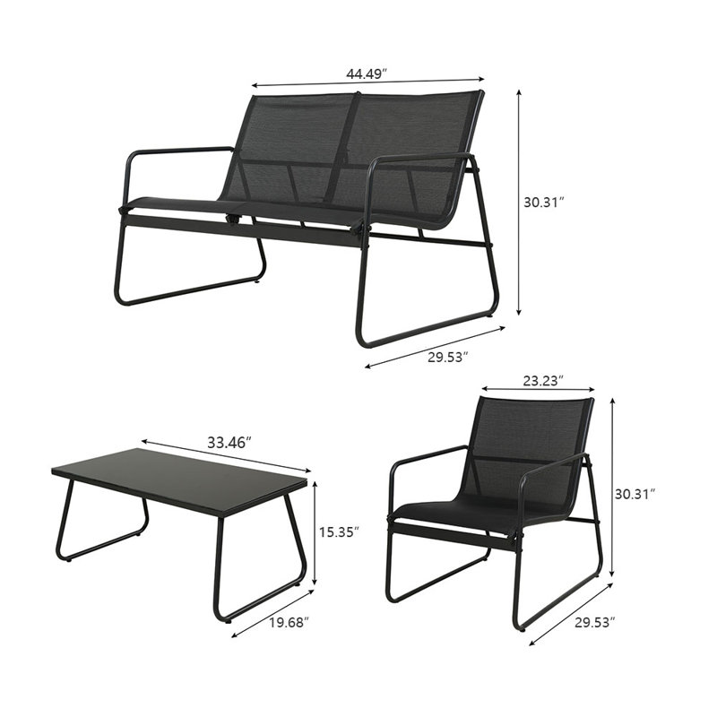 Gelantipy 4 - Person Seating Group, Black