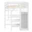 Lit mezzanine double avec armoire de rangement intégrée et escalier, blanc-419300511