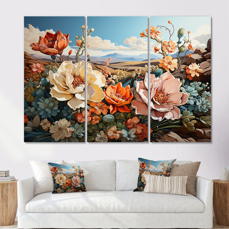 Ensemble d'art moderne sur toile Modern Cactus Country Charm, H 28 po x l 36 po x P 1 po, Toile tendue