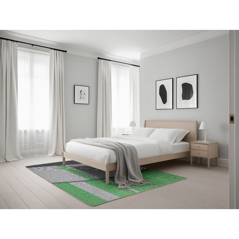 Tapis à motifs vert / gris, Rectangle 5 pi x 7 pi