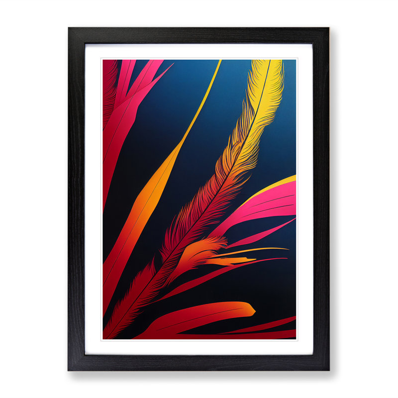 Striking Feathers - Framed Print, Black, 64cm H x 46cm W