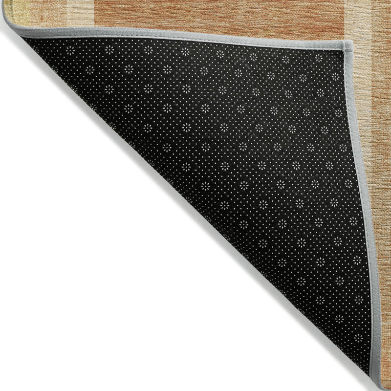 2' X 8' Terra Cotta Abstract Washable Indoor Outdoor Runner Rug