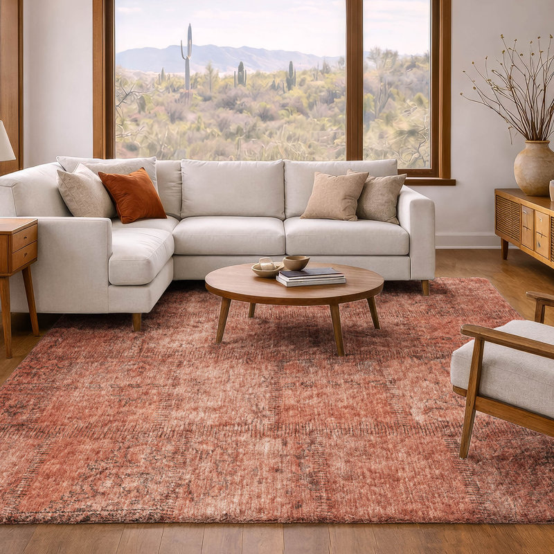 Tapis à poil long de qualité supérieure lavable à la machine ADS685, Saumon, 10 pi x 14 pi