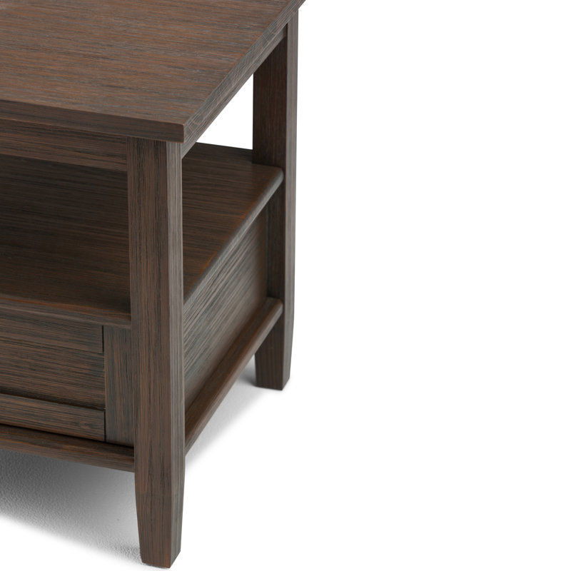 Farmhouse Brown Wood and Metal End Table with Storage