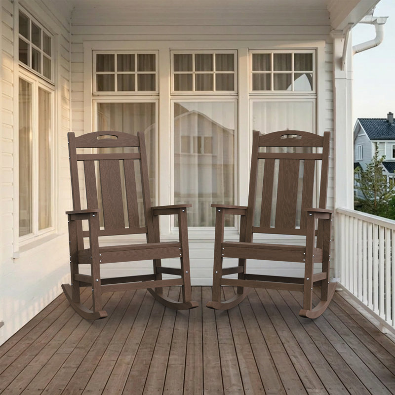 Chaise Adirondack berçante en PEHD pour l'extérieur, Brun