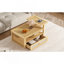 Table basse moderne, table basse avec 1 tablette de rangement, 2 plateaux de table et 1 tiroir en rotin pour le salon