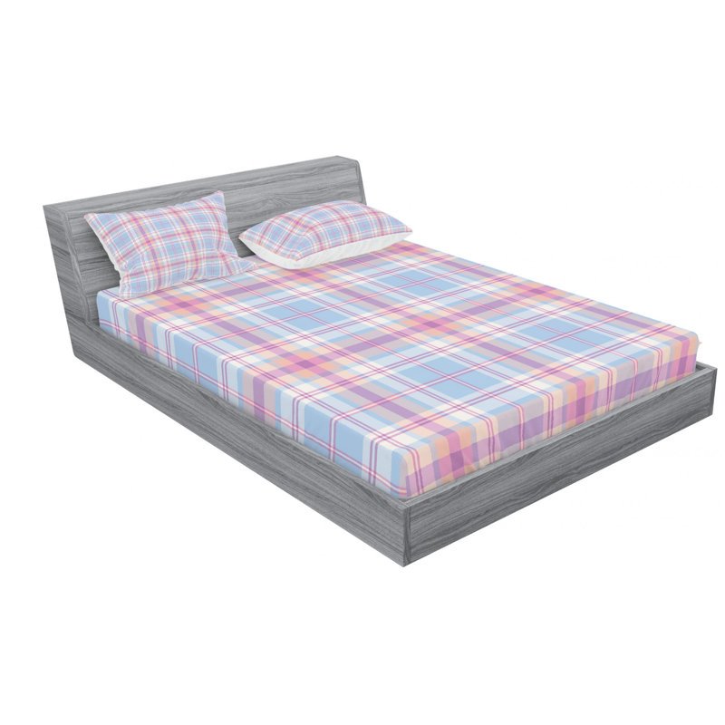 Microfiber Plaid Sheet Set, Full Sheet Set with Fitted Sheet