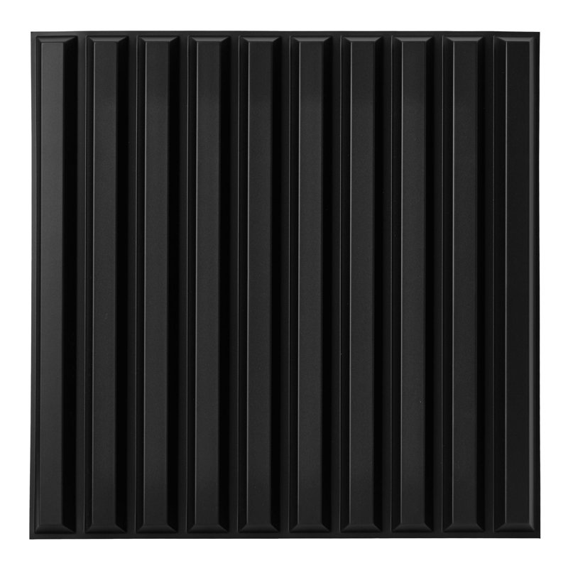 3D Wall Panels With Adhesive Included 19.6" 3D Fluted Line Design Wall Paneling, Matte Black