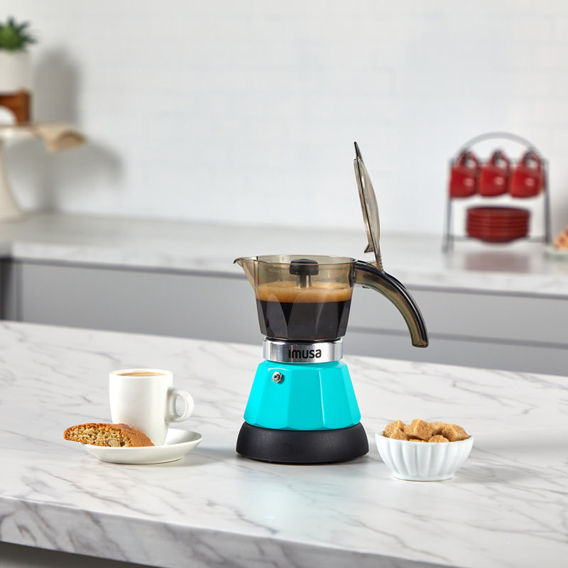 Machine à espresso électrique 3 ou 2 tasses, bleu sarcelle,  Teal, 3 tasses