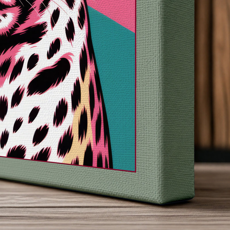 Pop Leopard Modern - Wrapped Canvas, 30x20 - 76.2 x 50.8 cm, Sage Border