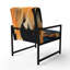 Orange vif et turquoise encre liquide - fauteuil rembourré moderne, fauteuil d'appoint à formes géométriques-108537523