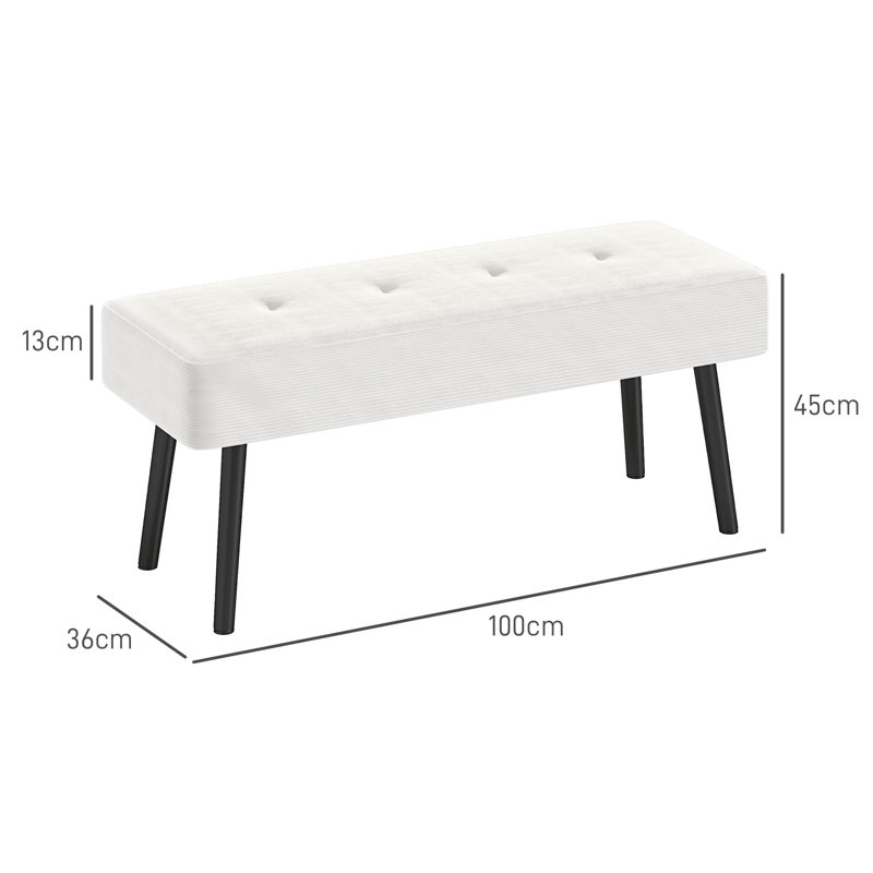 Doyline Polyester Upholstered Bench, Cream