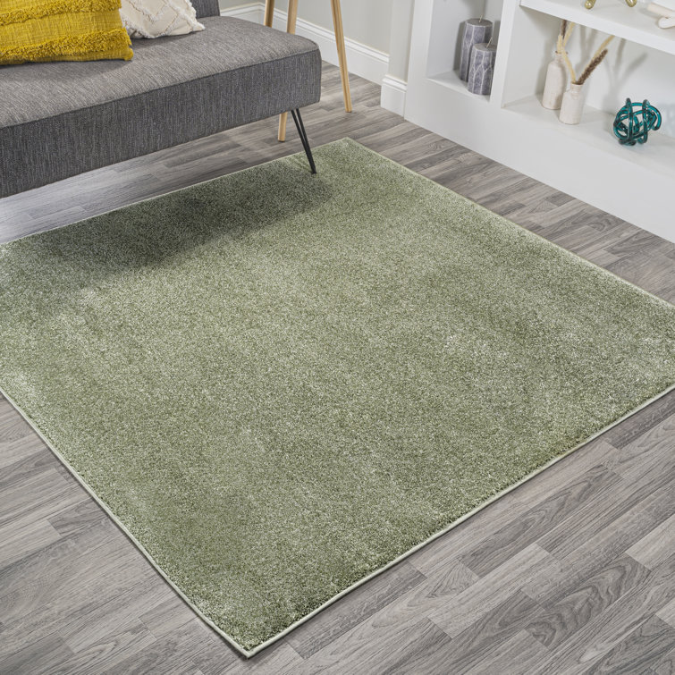Aricel Solid Low-Pile Green Rug