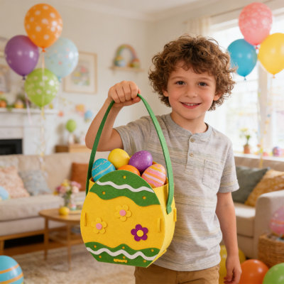 Blanket Easter Basket Cartoons Bunny Egg Bucket Diy Gift Bag Handheld Blanket Bag Candy Bag Handmade