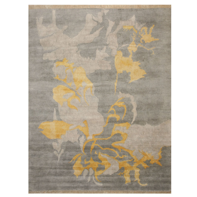 Tapis gris en laine et viscose Aazan, Rectangle 9 pi x 12 pi