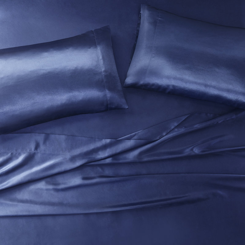 Navy Satin Standard/Queen Pillowcase Set