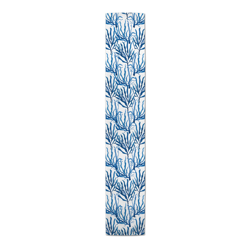 Marrero Floral Table Runner, 90" L x 16" W, Blue