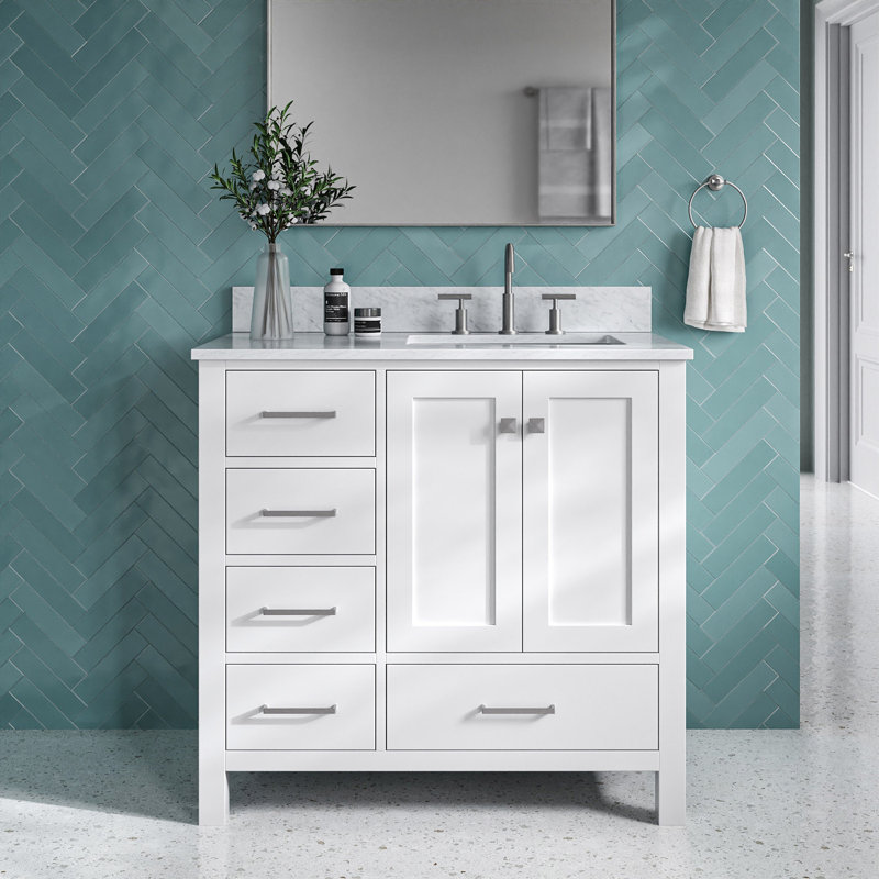 Ensemble de meuble-lavabo simple 37 po Flynt, Blanc, Nickel brossé